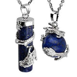 Dragon Wrapped Quartz Chakra Stone Pendant Necklace