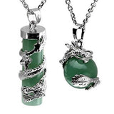 Dragon Wrapped Quartz Chakra Stone Pendant Necklace