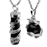 Dragon Wrapped Quartz Chakra Stone Pendant Necklace