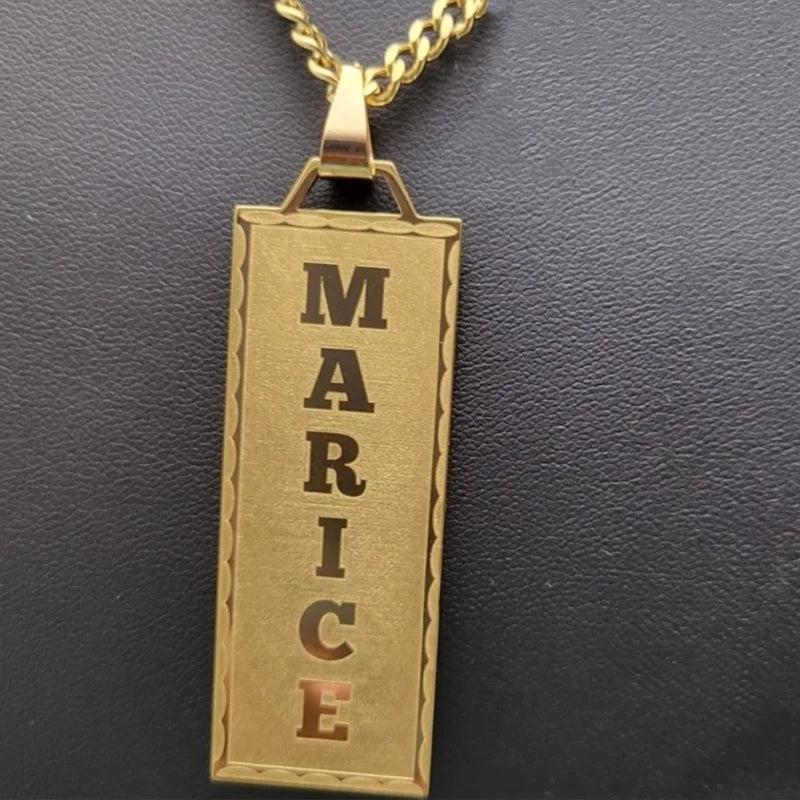 Personalized Engraved Name Necklace Cuban Chain Bold Nameplate
