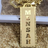 Personalized Engraved Name Necklace Cuban Chain Bold Nameplate