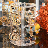 Rotating Jewelry Storage Box Earring Display Stand Organizer