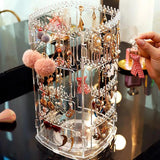 Rotating Jewelry Storage Box Earring Display Stand Organizer