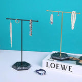 Marble Pattern T-shaped Jewelry Display Organizer Holder