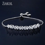 CZ Zircon Stones Flower Adjustable Bracelet Wedding Jewelry