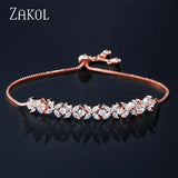 CZ Zircon Stones Flower Adjustable Bracelet Wedding Jewelry