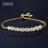CZ Zircon Stones Flower Adjustable Bracelet Wedding Jewelry