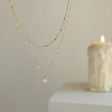 Double Layer Shells Stainless Steel Vintage Pendant Necklace