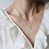 Double Layer Shells Stainless Steel Vintage Pendant Necklace