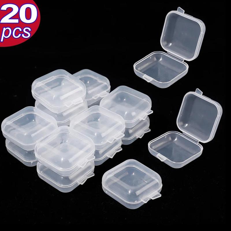 Mini Storage Box Transparent Square Plastic Box for Earrings Jewelry Packaging