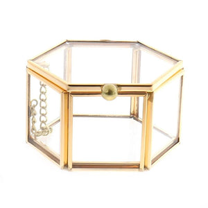Geometrical Glass Jewelry Box Holder Wedding Gift