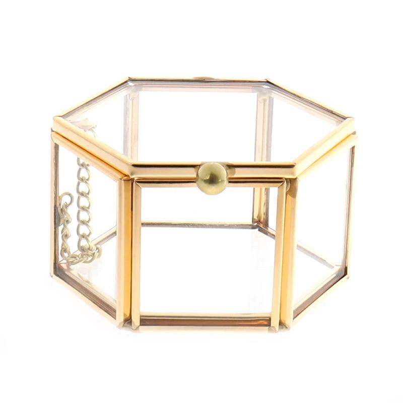 Geometrical Glass Jewelry Box Holder Wedding Gift