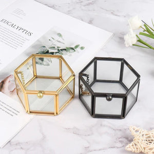 Geometrical Glass Jewelry Box Holder Wedding Gift