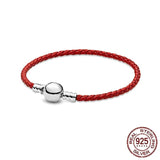 925 Silver Leather Bag Buckle Round Bracelet for DIY Jewelry