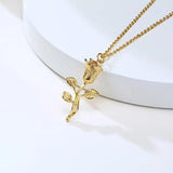 Rose Flower Pendant Necklace, Stainless Steel Unisex Jewelry