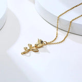 Rose Flower Pendant Necklace, Stainless Steel Unisex Jewelry