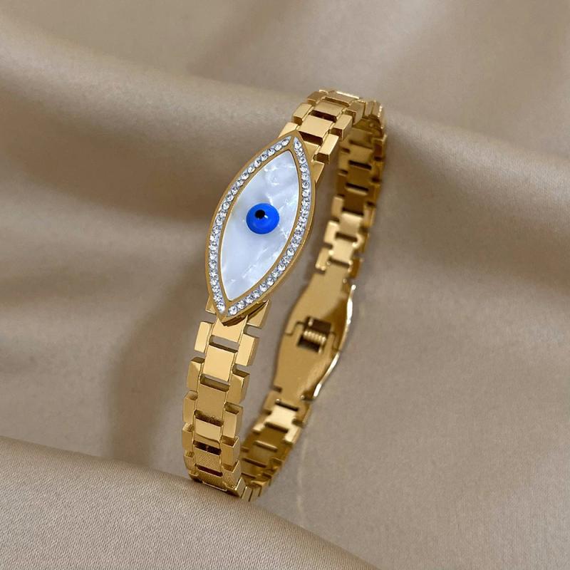 Boho Evil Eye Stainless Steel Bangles Bracelets for Women