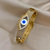 Boho Evil Eye Stainless Steel Bangles Bracelets for Women