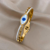 Boho Evil Eye Stainless Steel Bangles Bracelets for Women