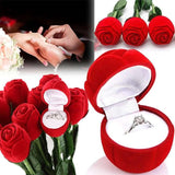 Red Rose Jewelry Box Earring Ring Holder Bridal Wedding Gift Case
