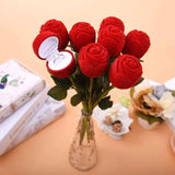 Red Rose Jewelry Box Earring Ring Holder Bridal Wedding Gift Case