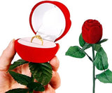 Red Rose Jewelry Box Earring Ring Holder Bridal Wedding Gift Case