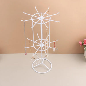 2-Tier Rotating Jewelry Stand Earrings Necklace Display Organizer