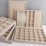 Velvet Jewelry Tray DIY Accessoriess Storage Display Box Grey Beige