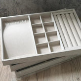 Velvet Jewelry Tray DIY Accessoriess Storage Display Box Grey Beige