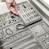 Velvet Jewelry Tray DIY Accessoriess Storage Display Box Grey Beige