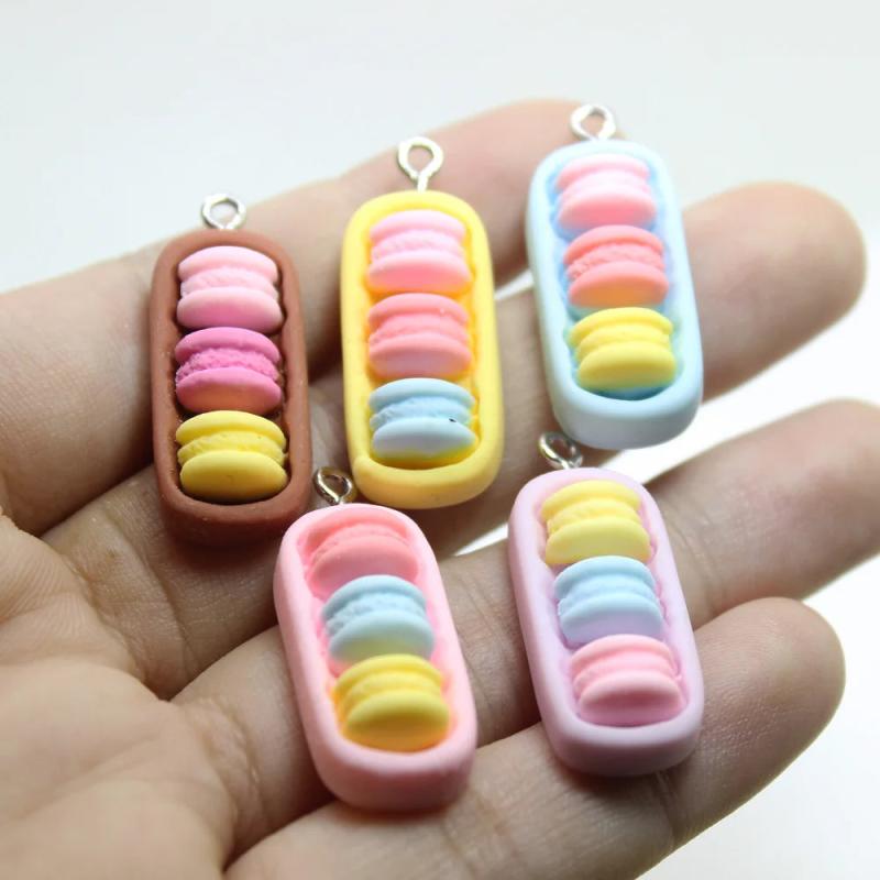 10Pcs Resin Macaroon Cookies Charms for DIY Jewelry Earrings Necklace Keychain