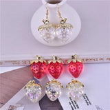 10pcs 3D Strawberry Bling Red Fruit Resin Charms Earring Pendant DIY Keychain