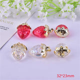 10pcs 3D Strawberry Bling Red Fruit Resin Charms Earring Pendant DIY Keychain