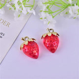 10pcs 3D Strawberry Bling Red Fruit Resin Charms Earring Pendant DIY Keychain