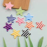 10Pcs Cartoon Striped Star Charm Colorful Pendant DIY Jewelry Making