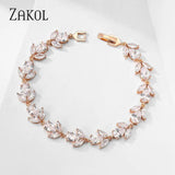 CZ Bridal Bracelet Leaf Charm Bangle Clear Crystal Wedding Jewelry
