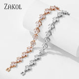 CZ Bridal Bracelet Leaf Charm Bangle Clear Crystal Wedding Jewelry