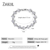 CZ Bridal Bracelet Leaf Charm Bangle Clear Crystal Wedding Jewelry