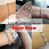 CZ Bridal Bracelet Leaf Charm Bangle Clear Crystal Wedding Jewelry