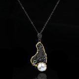 Boho Style Necklace Zircon Pearl Pendant Chain Jewelry