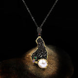 Boho Style Necklace Zircon Pearl Pendant Chain Jewelry