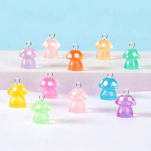 10pcs Glow Mushroom Charms for Jewelry Making Noctilucent Pendant