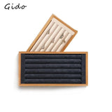 Bamboo Suedette Jewelry Display Ring Holder Rack Stand