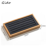 Bamboo Suedette Jewelry Display Ring Holder Rack Stand