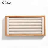 Bamboo Suedette Jewelry Display Ring Holder Rack Stand