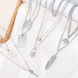 3Pcs Love Heart Lock Key Cross Pendant Necklace Set