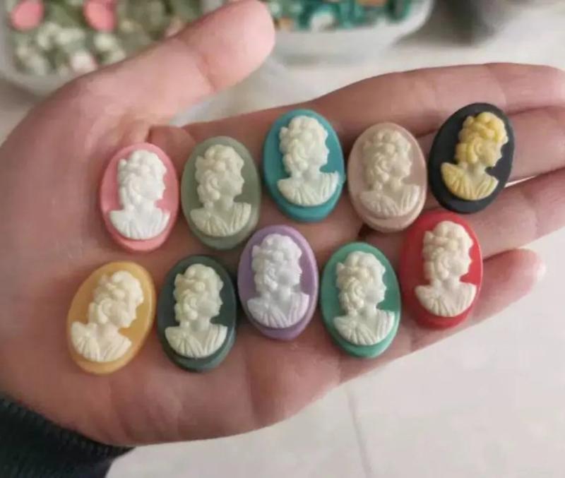 15pcs 18x25mm Resin Beauty Head Cabochon Charm Kit