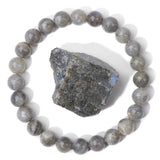 Grey Labradorite Stone Bracelet 8mm Round Quartz Moonstone Rainbow Beads