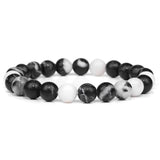 Grey Labradorite Stone Bracelet 8mm Round Quartz Moonstone Rainbow Beads