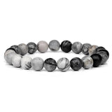 Grey Labradorite Stone Bracelet 8mm Round Quartz Moonstone Rainbow Beads